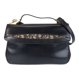 CHRISTIAN DIOR Vintage Black Leather Trotter Shoulder Bag
